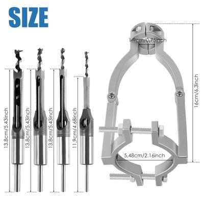 Square Hole Drill Bit Adapter Carbide Square Hole Drill Fixing Bracket 6.4/8/11/12.7 Mm Mortising Chisel Drill for Woodworking