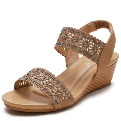 Sandals Women's One Strap Flat Shoes Fairy Style Large Size Soft Bottom Fashion Slope Heel Roman Shoes