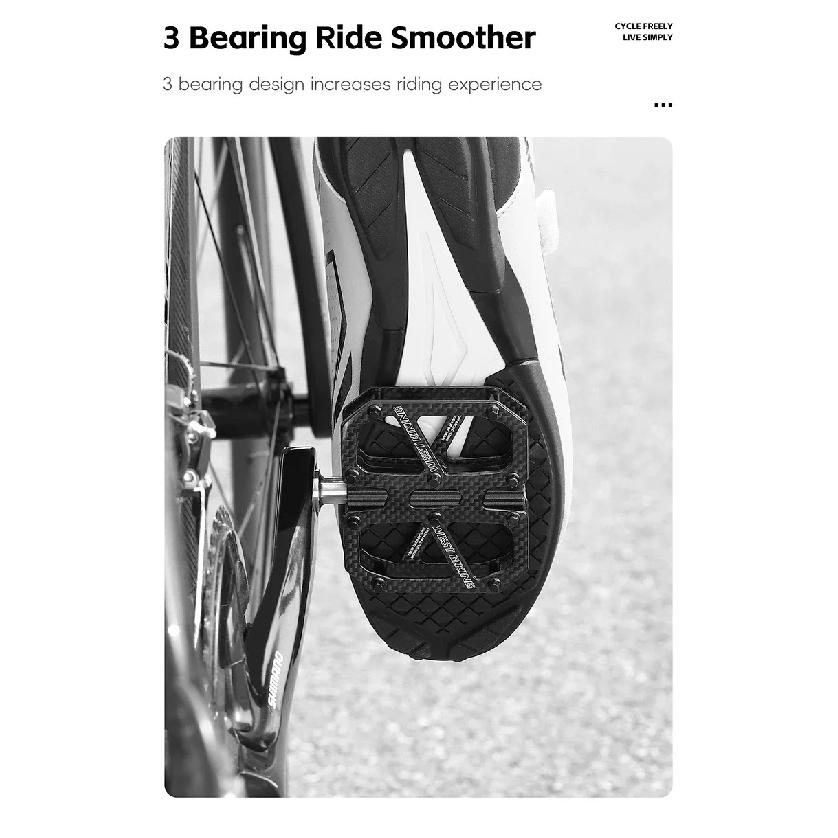 WEST BIKING Carbon Fiber Bicycle Pedals T700 Ultralight Titanium Axle 3 Bearings 2-sided Non-skid Stud MTB Road Bike Accessories