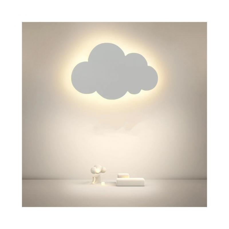 Cloud White Wooden Night Light Wall Mounted Nursery Ceiling Lighting White Light,NOT Battery Operated