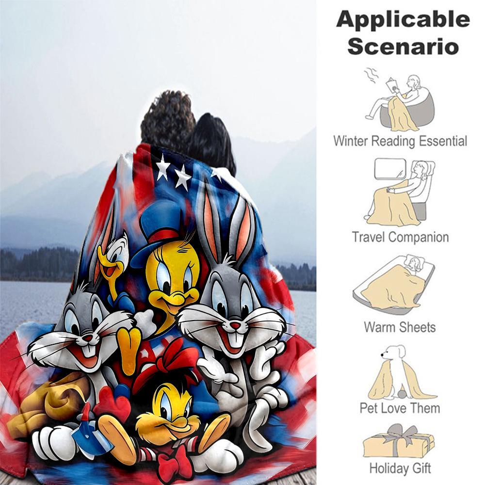 1pc American Looney Tunes Outdoor Blanket, Soft And Comfortable Blanket, Casual Warm, Camping Travel Blanket, Birthday Gift. M71404