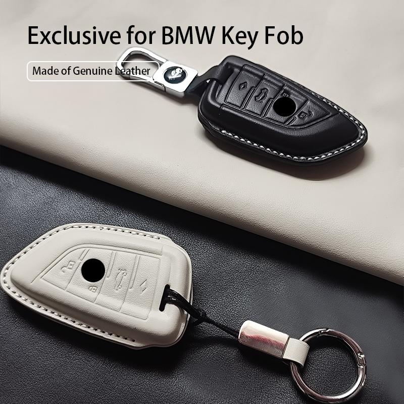 Genuine Leather Car Key Case Cover Fob For Bmw G30 G20 G11 F15 F16 G01 G02 F48 X1 X3 X5 X6 X7 1 3 5 6 7 Series Keychain Luxury