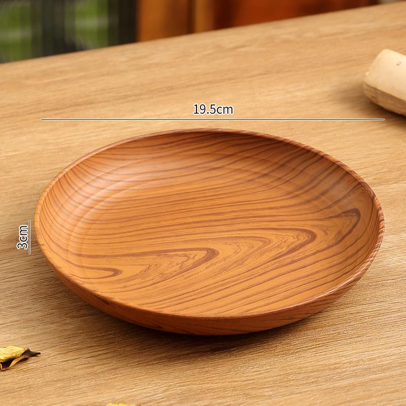 

Тарелка для овощей с имитацией дерева, обеденная тарелка, бытовая тарелка для фруктов, китайский поднос для чая, тарелка для торта в кафе, пластиковая тарелка из полипропилена