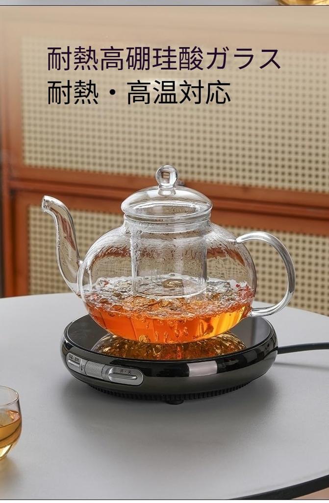 Pure Teapot, 600ml capacity, heat-resistant, clear, round, stylish, transparent, with tea strainer, dishwasher safe, induction compatible, perfect