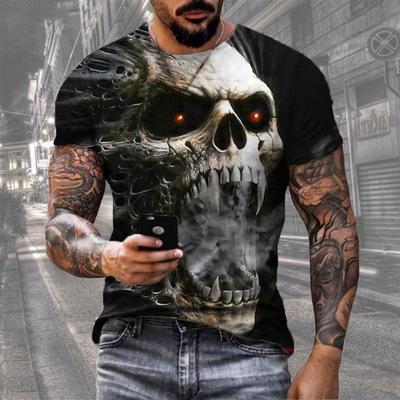 Summer Fashion Retro Skull 3D Printed T-shirt Hip Hop Personality Super Cool Horror Casual T-shirt