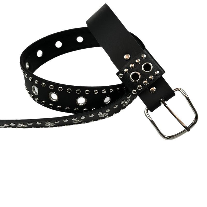American Retro Leather Rivet Belt with Unique Design and Cool Style Waist Chain