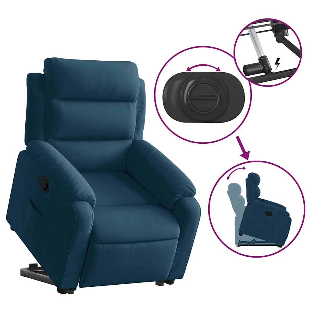 Recliner with Rising Assistance Blue Velvet