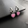 2023 Pink Titanium Steel Heart Earrings: Cute, Versatile, High-End.