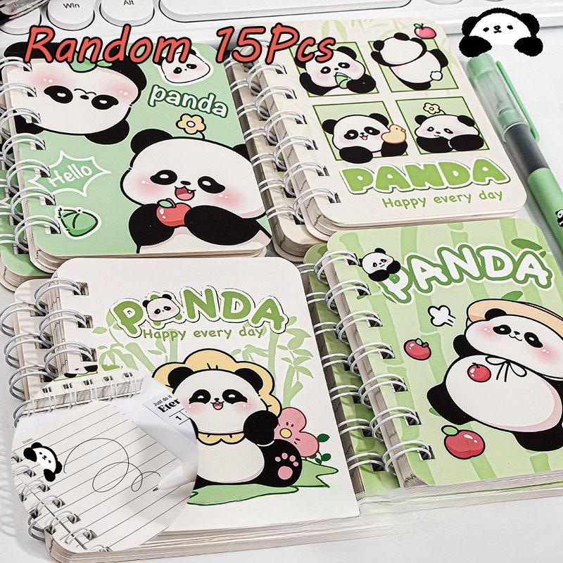 15Pcs Kawaii Cartoon Panda Spiral Notebook Cute Student Diary Journal School Memo Pad Planner Stationery Gift