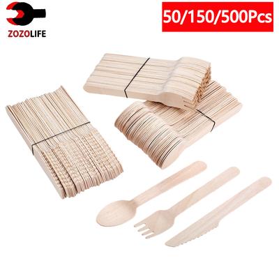 10/150/500 Adet Tek Kullanımlık Ahşap Çatal Bıçak Takımı Çatal/Kaşık/Kesici Bıçak Parti Malzemeleri Mutfak Eşyaları Tatlı Sofra Takımı Paketleme 16cm