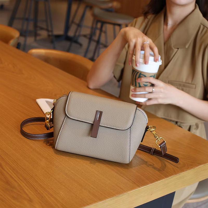 Leather Single-shoulder Small Square Bag, Spring and Summer Bag Feel, Crossbody Bag, Fashionable and Versatile, Small Bag for Women