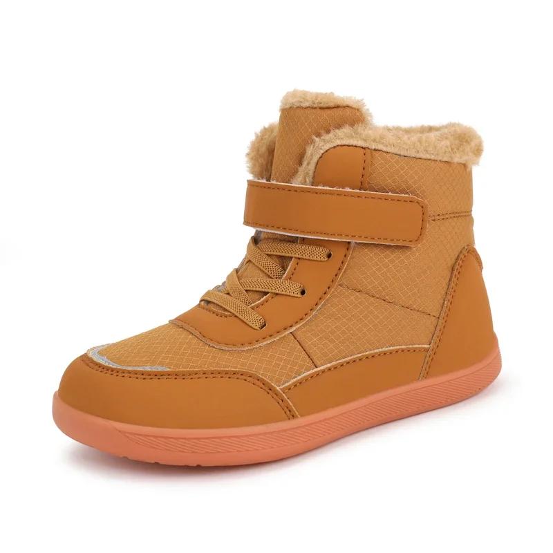 Suitable for small/middle children's wide-foot warm cotton boots for boys and girls barefoot snow boots 2025 winter