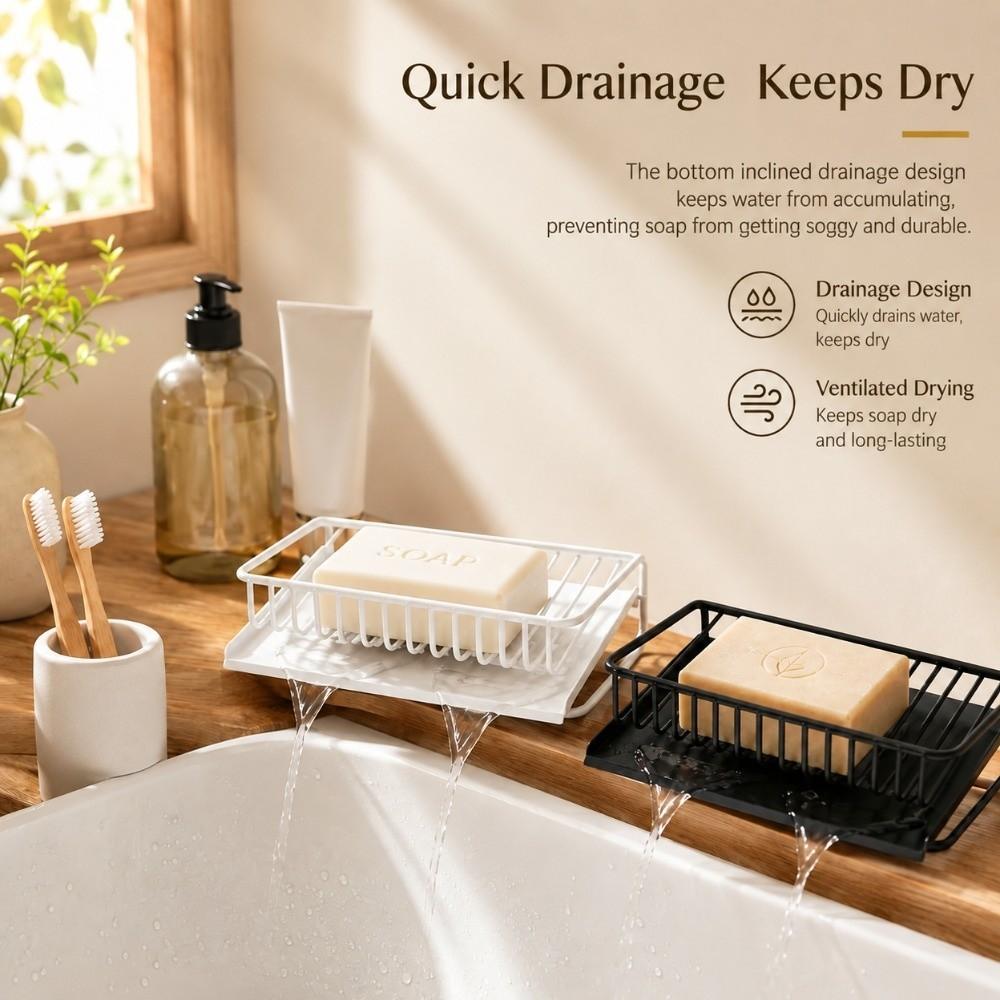 Plastic Bar Soap Holder Self Draining Soap Saver Dish Modern Sponge Dispenser Kitchen Sink