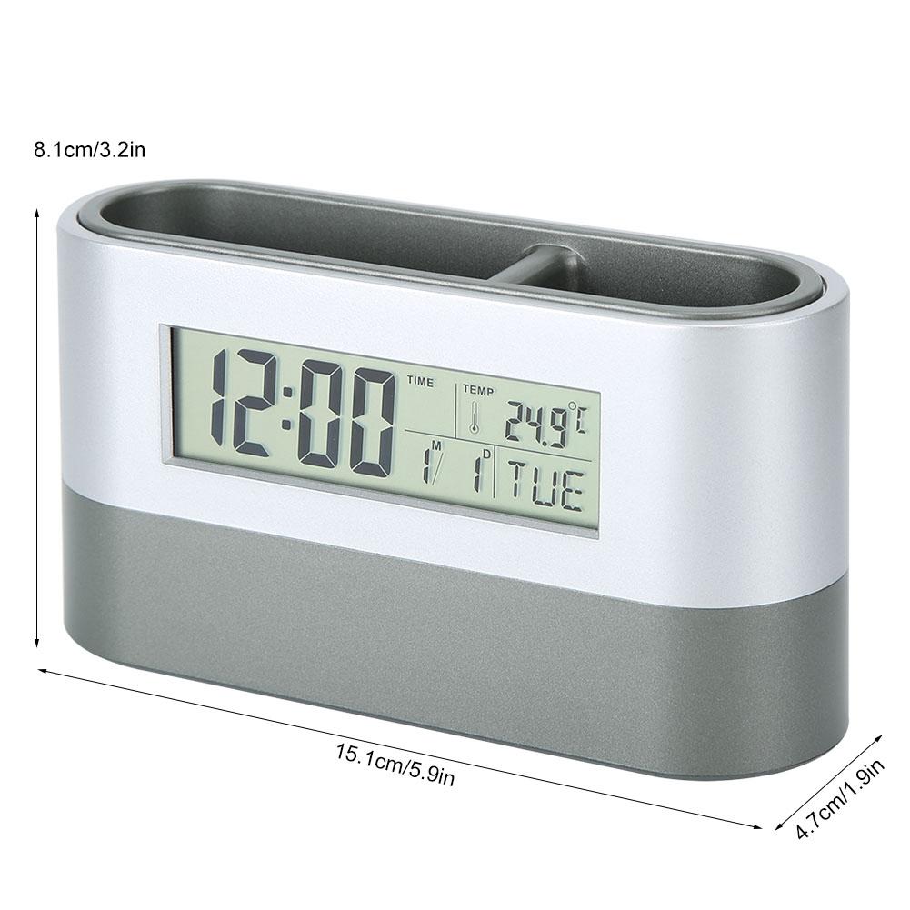 Innovative Pen Holder LCD Digital Electronic Clock with Perpetual Calendar Temperature Display