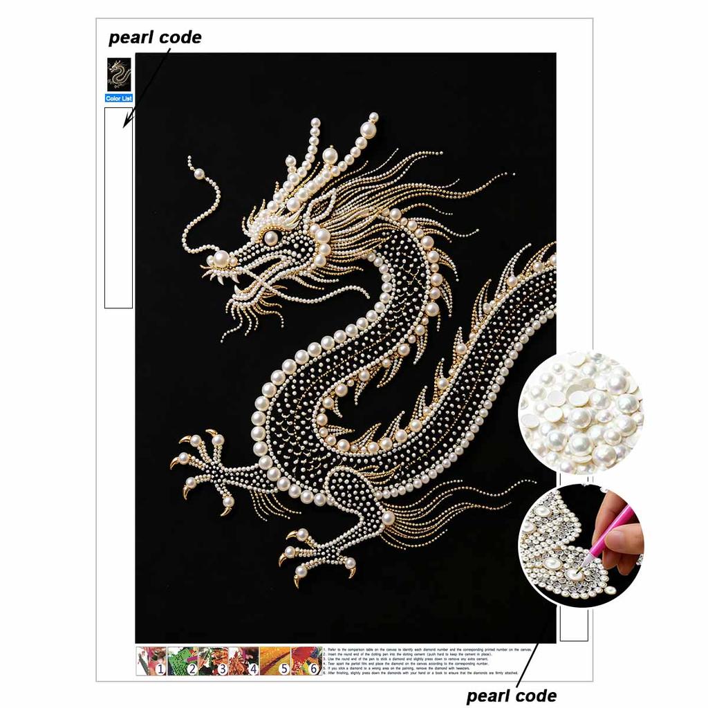5D DIY Pearl Diamond Painting Kit Majestic Dragon Full Drill Embroidery Mosaic Art Home Wall Decor Gift