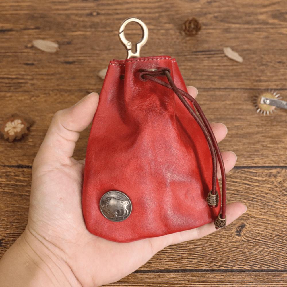 Mini sac à clés simple et rétro pour femme, sac à cartes, porte-monnaie, sac de rangement. red, multicolore