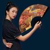 Chinese Style National Tide Big Folding Fan Summer outdoorDomineering Hand Fan  Bamboo and Wood Inkjet Canvas Fan Home Decor Fan