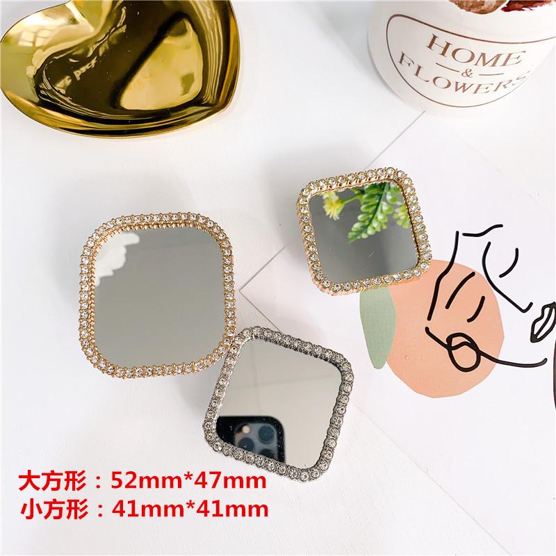 Wind-Inlaid Diamond Love Mirror Airbag Bracket, Paste-Type Telescopic Mobile Phone Bracket, Desktop Lazy Bracket