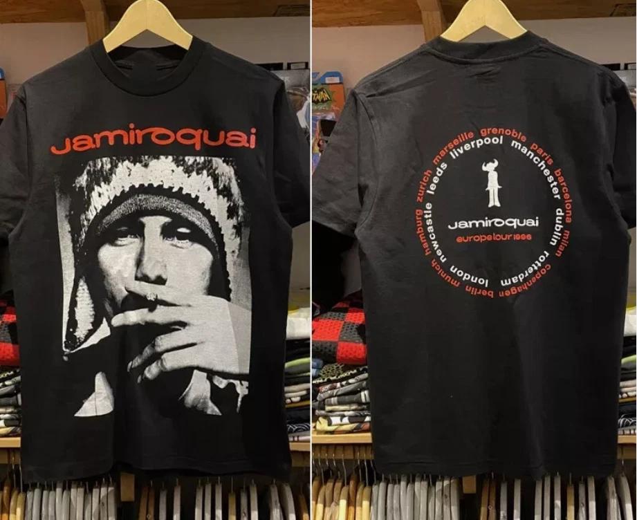 

Jamiroquai Euro Tour 96 двухсторонняя базовая черная унисекс мужская женская футболка 3XL