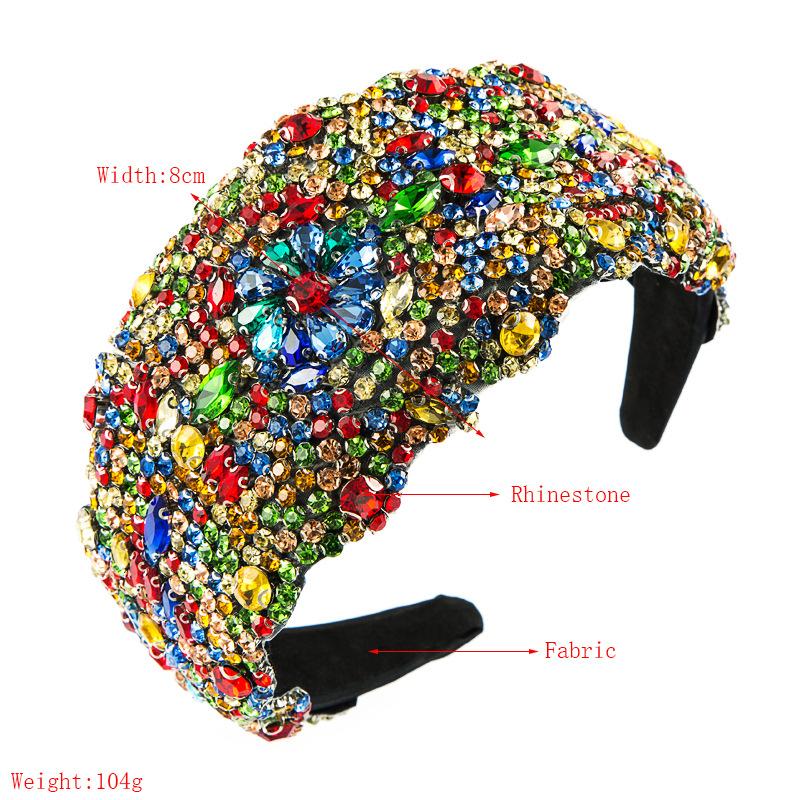 Women's Hair Band Oversized Hyperbolstered Sky Star Color Rhinestone Wide Edge Hair Band Personality Headwear