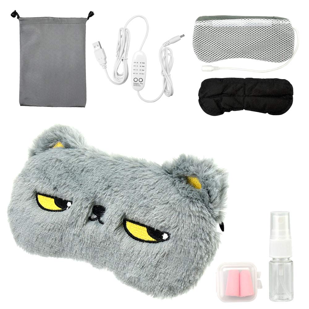 Sakura Shoten Fluffy Hot Eye Electric Timer Adjustable Sleep Japanese Instruction Manual Cute Eye Mask for Restful Birthday Day Gift Mask,