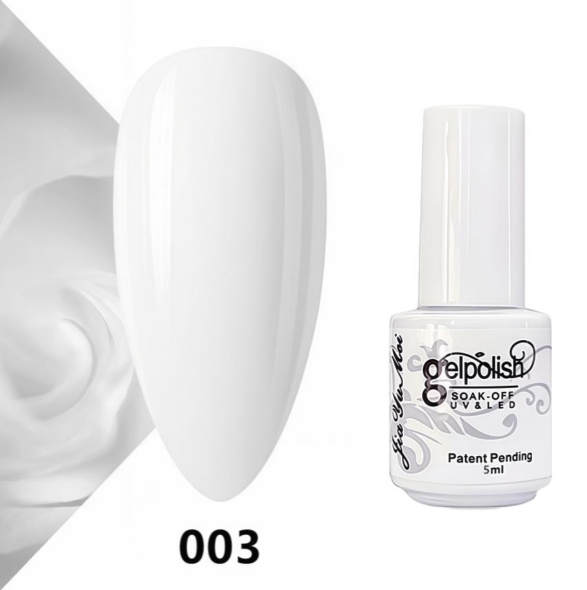 GELPOLISH Nail Art Set: Base, Top Coat, Transparent & White Gel Polishes