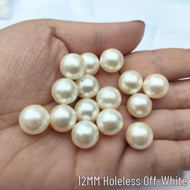 

12mm Full Round Holeless ABS Imitation Pearl Beads for Nail Beading and Handmade Resin Accessories 12mm Holeless, 1 Jin (~510 beads)