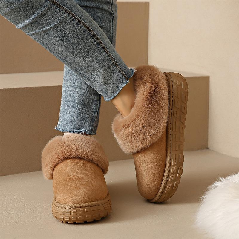 Mote Pluss Størrelse Flate Snøstøvler for Kvinner 2025 Vinter Myke Tykksålede Chunky Plattform Casual Støvler Varm Komfort Sklisikre Ankelstøvler