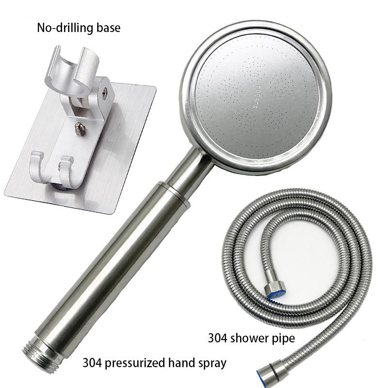 Stainless Steel Shower Head Set 304, Showering And Bathing Handheld High-pressure Shower Head Set For Home Use, Bathroom Accesso