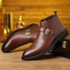 New Winter Fashion Crocodile Pattern Chelsea Ankle Boots For Men's Casual Luxury Brand Designer Monk Strap Shoes High Tops