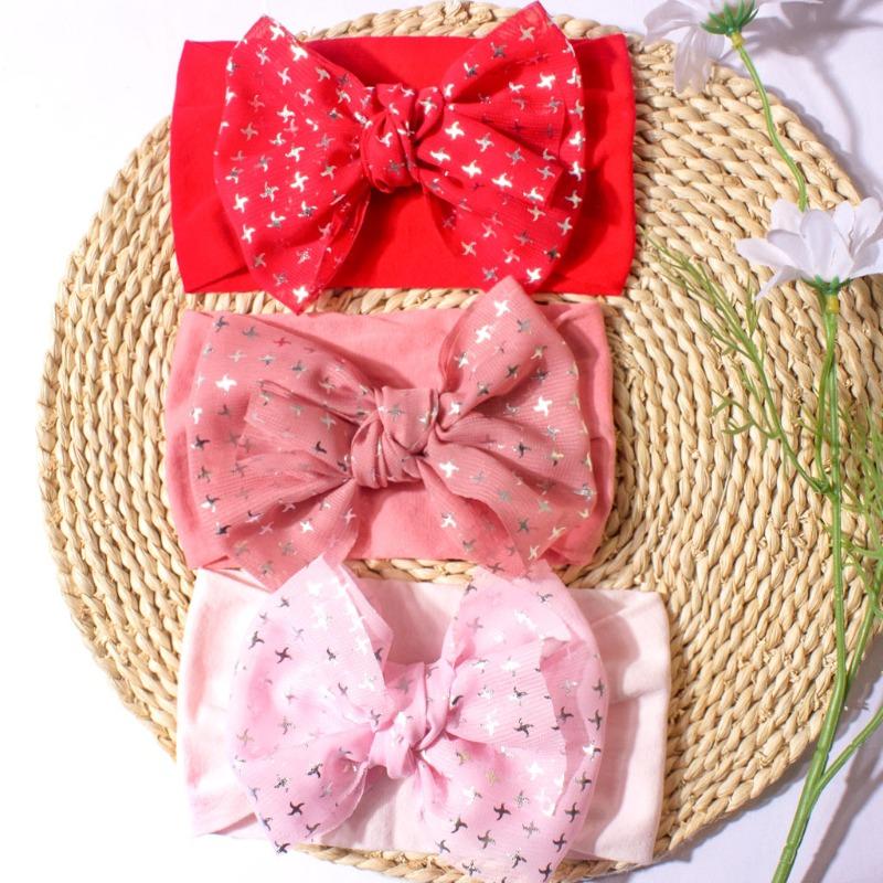 New Baby Fontanelle Headscarf Cute Nylon Bow Baby Headband Comfortable Soft Children's Hair Accessories