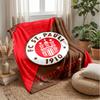 FC St. Pauli Custom Name Text Flannel Blanket Soccer Logo Personalized Fleece Throw Blanket Special Gift For Sofa Bedroom Home