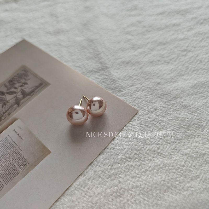 

Поздний Спящий Колокольчик крупноцветковый Мука для французского хлеба Женские серьги-пусеты с жемчугом Pink steamed bread beads 10mm