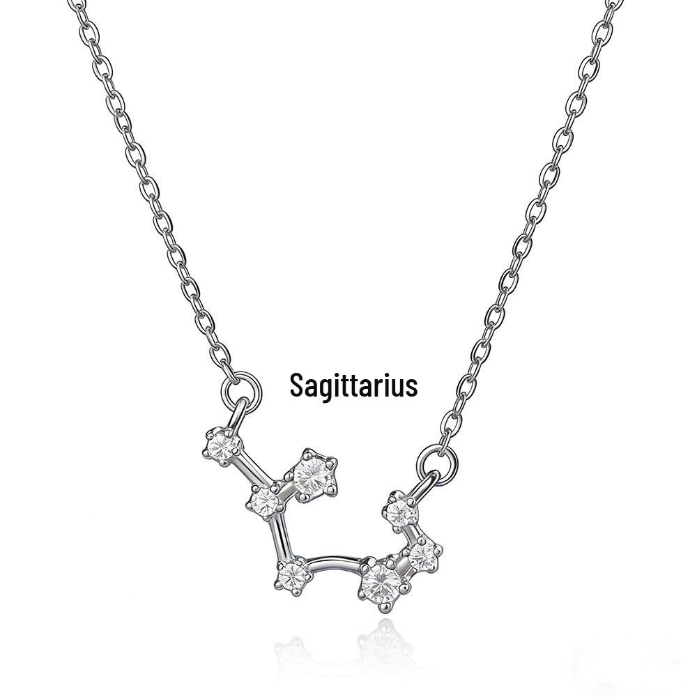 S925 Sterling Silver Zodiac Necklace for Women - High-End, Versatile Clavicle Chain Jewelry
