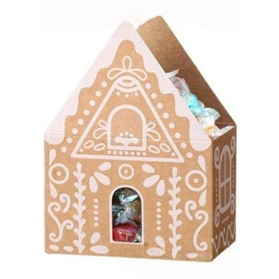 Christmas Gingerbread House Gift Box Small Christmas Candy Boxes for Cookies Chocolates Treats 3D House Shaped Paper Box for Holiday Party Favors