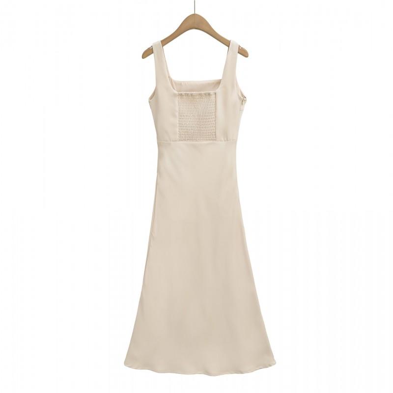 Damen Satinschlaf-Maxikleid Unifarben Elegant Pendlerstil Figurbetont 2026