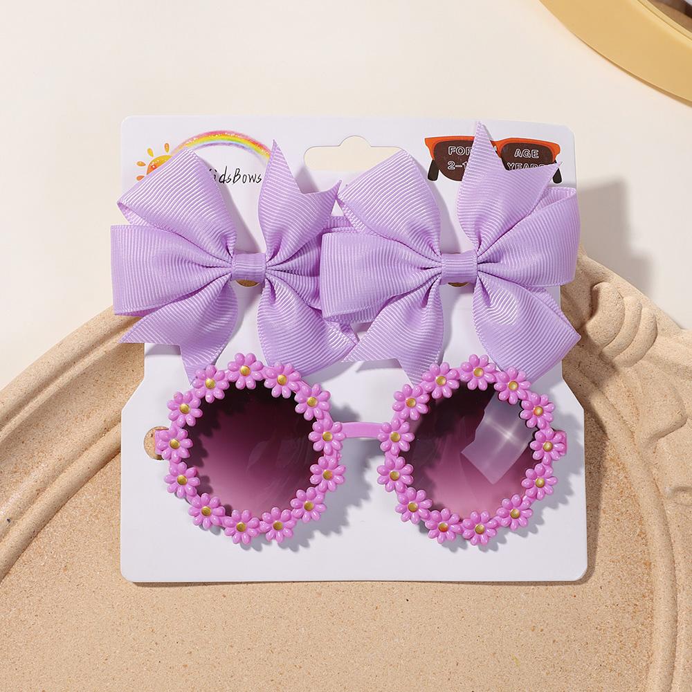 3Pcs/Card Glitter Butterfly Hair Clips Sunglasses for Girls Sparkling Kids Bows Hairpins Sun Glasses Cute Hair Accessories Set