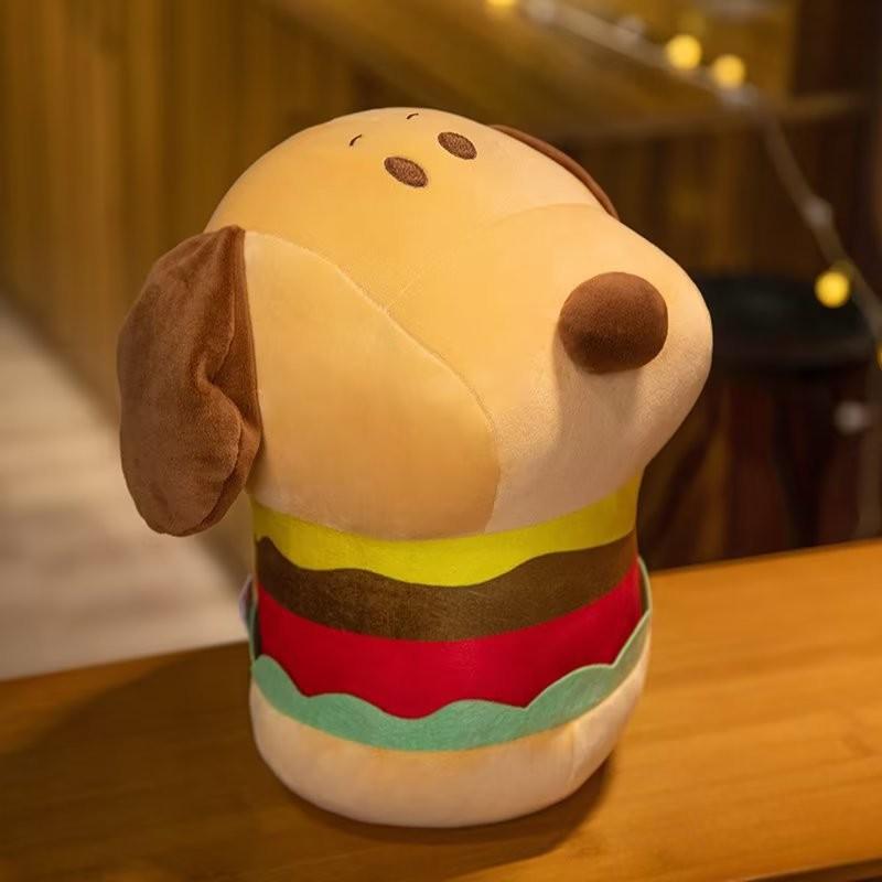 Dog Plush Hamburger Toy Cartoon Stuffed Animal Doll Bedroom Decoration Gift