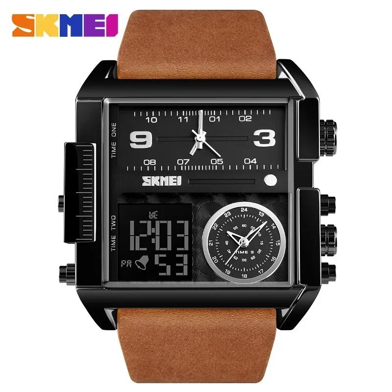 SKMEI Mens Quartz Movement Watches Clock reloj hombre 3 Time Men Sports Watch Top Luxury Brand Military Digital Wristwatch 1391