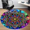 1pc Mandala StainedGlass Office Round Area Rug, Indoor Mat Suitable ForOffice, Under Office Chairs Bedroom Living Room Home Decor, Room Deco q100