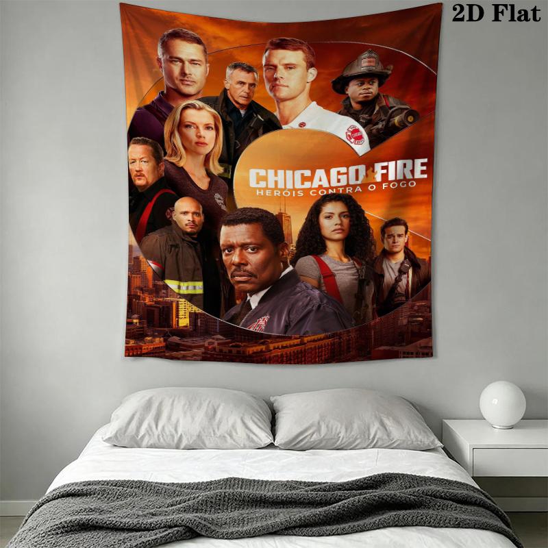 Chicago Fire Wall Tapestry Aesthetic Wall Hanging Printed Fabric Blanket Decorative Tapestries for Bedroom Living Room Home Decor