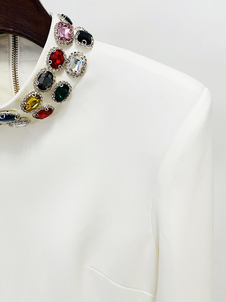 High-End Strass- und Edelstein-Perlen-Langarmkleid - Mode Frühjahr 2026