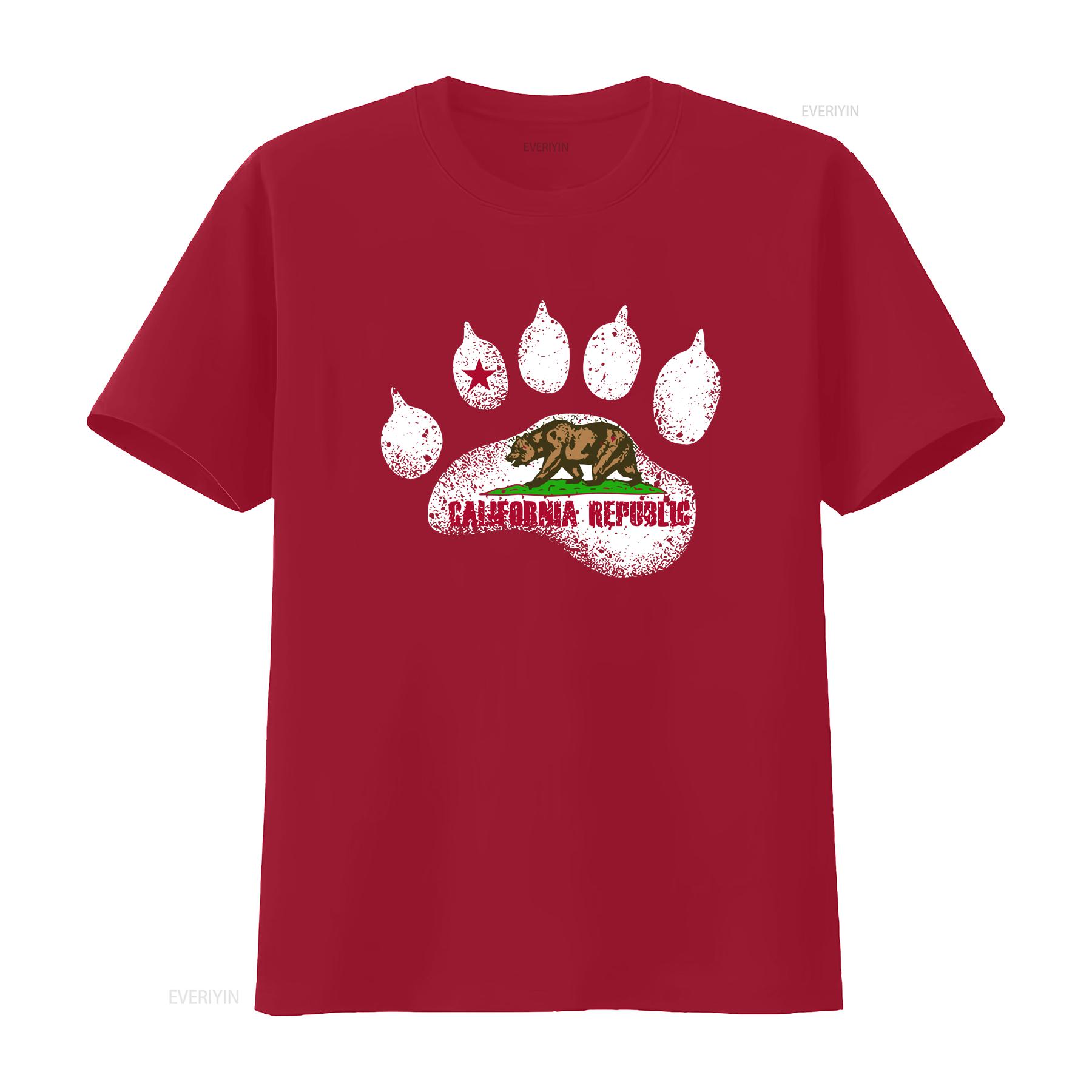 California Republic State Flag Cali Bear Footstep Mens T shirt CA Souvenir vintage Washed streetwear fashion Stretched graphic S