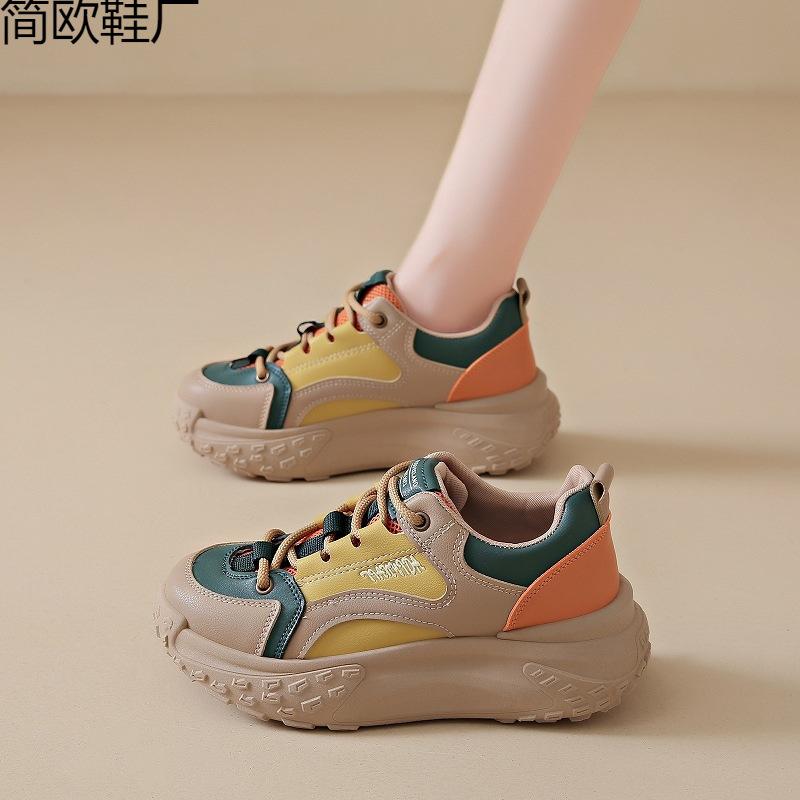 

Women s shoes new winter versatile casual sports shoes junior high school muffin thick sole increased 40 жовтий