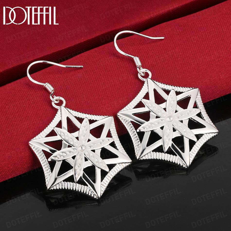 925 Sterling Silver Openwork Five-Pointed Star Pendant Earrings - Exquisite Gift Jewelry