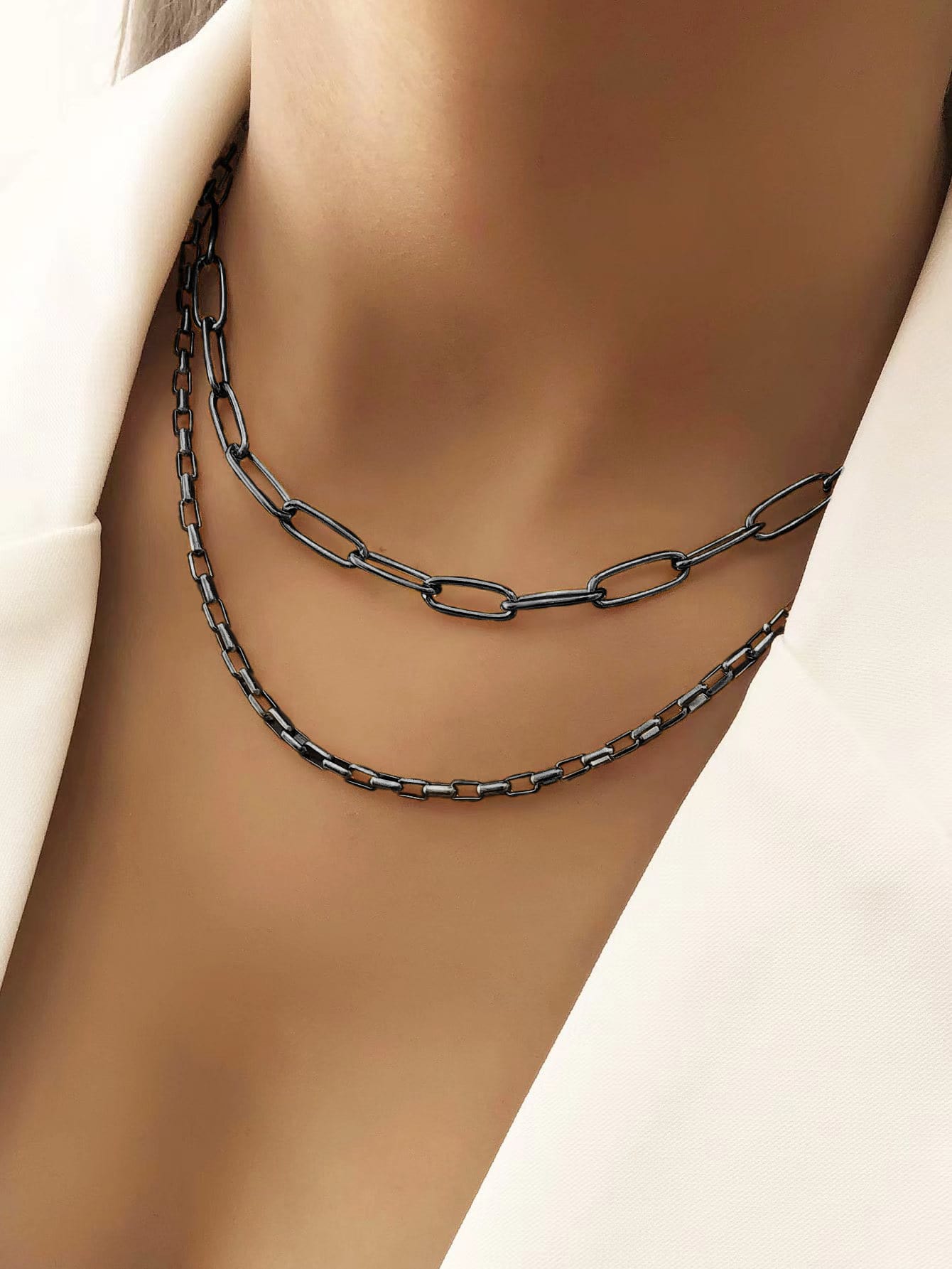 

2 шт. Минималистичное ожерелье-цепочка one-size золотой