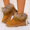 Fashion Women's Faux Fur Flat Snow Boots Winter Thick Sole Chunky Platform Ankle Boots  Plus Size Warm Comfort Non Slip Cotton Boots
