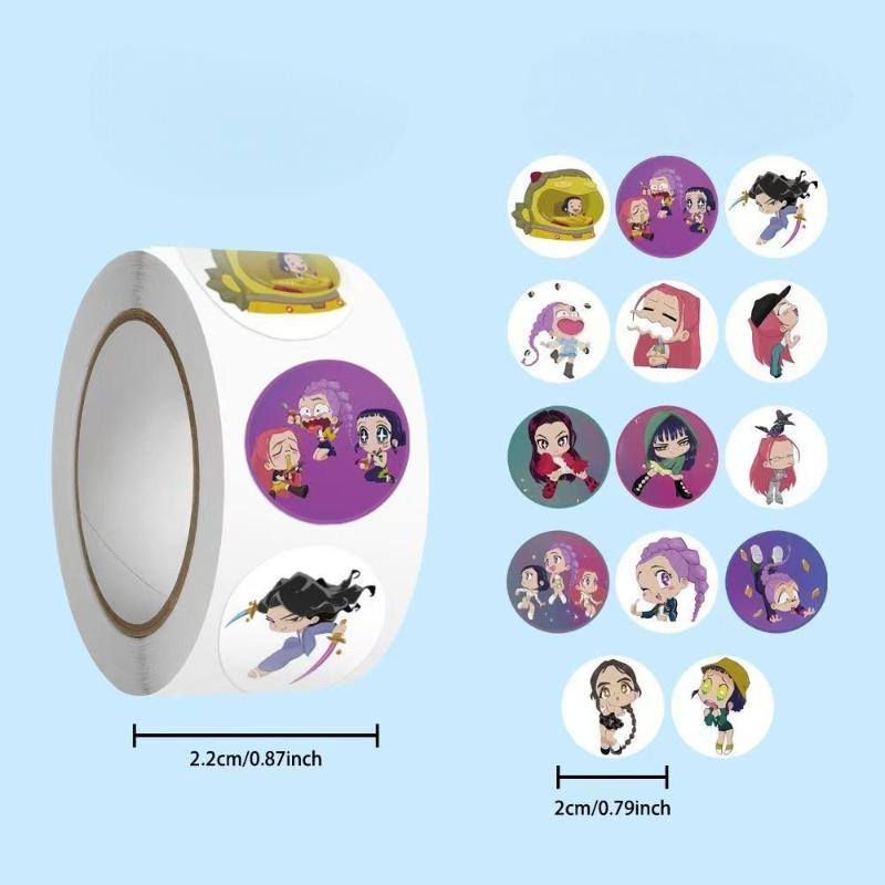 500Pcs/Roll Anime Kpop Demon Hunters Stickers Diy Scrapbooking Phone Luggage Skateboard Waterproof Decal Child Toy Gift