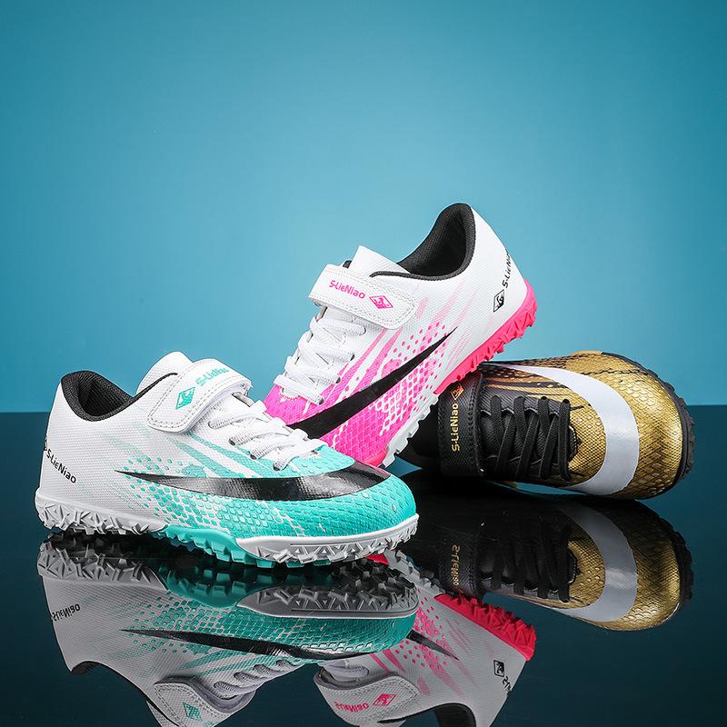 Children's elementary school football shoes Boys and girls broken nails Velcro artificial turf campus game training shoes