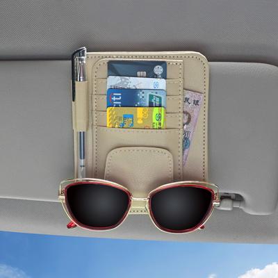 Car Sun Visor Organizer Multi-Pocket Business Card Storage Management Sunglasses Holder Visor Accessories Auto Interior Set